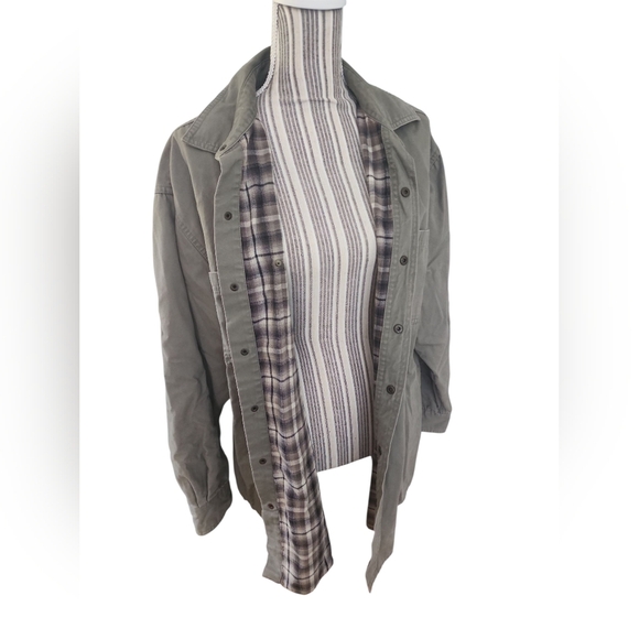 Faded Glory Shirt Mens L Flannel Lined Point Collar Green Pockets Long Sleeve - Picture 1 of 4